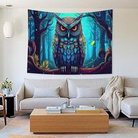 Buyidec Owl Forest Art Tapestry Wall Hanging Art Deco Tapestries for Bedroom Living Room Dorm
