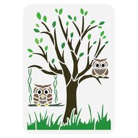 FINGERINSPIRE Tree and Owl Painting Stencil 8.3x11.7 inch Large Tree with Leaves Pattern Drawing Tem