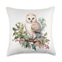 Inspirational Hues and Christmas Owls Vintage Christmas Owl Throw Pillow, 18x18, Multicolor