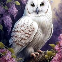 Winter Warm Christmas Thanksgiving Gifts - Purple Lilac Flower White Owl 500 Piece More Difficult Ch