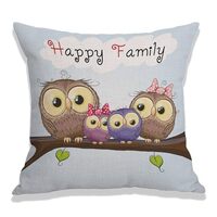 Sivaji Owl Whole Family Pillow Cover Throw Pillow Covers Pillowcovers Soft Double Side Print Sofa Li