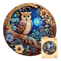 masseruon Wooden Puzzle for Adults-Moonlight Owl, Unique Shaped Jigsaw Puzzles(S, 100pieces, 8.4x8.4