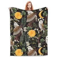 Owl Blanket Gifts for Owl Lovers Women Flower Moon and Plant Print Throw for Couch Sofa Bed Living D