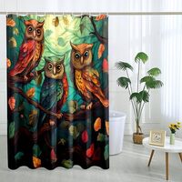 TPHIHPT Abstract Owl Shower Curtain Colorful Bird Leaf Pattern Shower Curtains Funny Wild Hawk Eagle