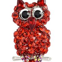 Alilang Wopmens Red Big Eye Rhinestone Ruby Devil Owl Perch Bird Adjustable Ring
