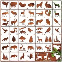 45pcs Forest Animals Stencils for Painting on Wood Wilderness Tree Stencils Paint Wildlife Burning P