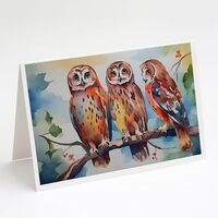 Caroline's Treasures DAC3247GCA7P Owls Greeting Cards Pack of 8 Blank Cards with Envelopes Whim