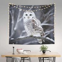 Winter White Owl Tapestry Wall Hanging for Living Room Decoration Wall Tapestry Wall Decoration Tape