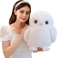 ELAINREN Realistic White Owl Stuffed Toy Ultra-Soft Chubby Snow Owl Plush Pillow Cuddle Lifelike Owl