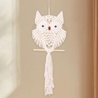 DJAPWPX Owl Macrame Wall Decor Hand Woven Owl Macrame Tapestry Good Luck Macrame Owl Wall Art Hangin