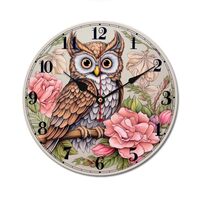 HighonHi Baby Girl Owl Wall Clocks Cute Animal Owl Kitchen Wall Clock Battery Operated Quartz Quiet 