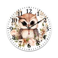 HighonHi 12 Inch Clock Baby Girl Owl Rustic Wood Wall Clock Battery Operated Silent Non-Ticking Arab
