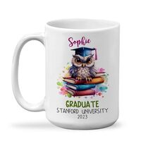 Personalized Graduation Coffee Mug, Funny Little Angry Owl Graduation Cups, Customized Name And Year