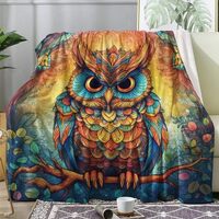 zcwl Owl Throw Blanket, Fantasy Animal Fleece Blanket for Couch Bed Sofa, Owl Patterned Blankets and