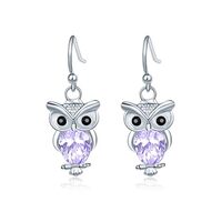 Rhinestone Owl Earrings Gold Silver Plated Funny Cartoon Bird Nocturnal Animal Chic Crystal Cubic Zi