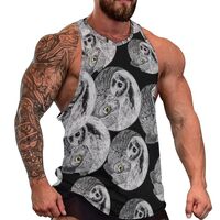 Owl Yin Yang Eyesl Men's Tank Top Sleeveless Crewneck Tees Full Print Vest Casual Soft Hawaii L