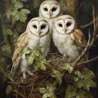 Stamped Cross Stitch Kits, Owls hooting Softly in Treetop nests, Needlepoint Counted Cross Kits for 