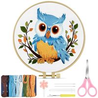 TINDTOP Embroidery Kit for Beginners Adult, Owl Embroidery Kit for Beginners Include Embroidery Clot