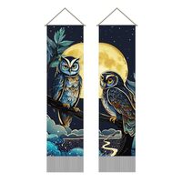 AHANDMAKER Pack of 2 Night Owl Tapestries Moonlit Night Tapestry Mystical Owl in a Moonlit Night Tas