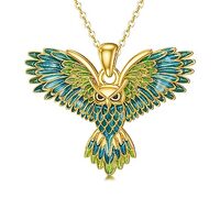 Ayafee 14K Yellow Gold Dainty Owl Pendant Necklace for Women Real Gold Owl Jewelry Gift for Mother W