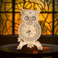 3D Wooden Puzzles, Owl Clock Mechanical Model Building Kit for Adults, DIY Owl Clock Model Building 