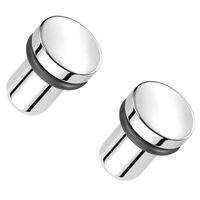 Pierced Owl F-136 Implant Grade Titanium Mirror Polished Single Flare Plugs with Black O-Rings, Sold