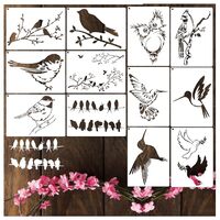 Birds Stencils for Painting on Wood Crafts Reusable Hummingbird on Tree Branch Stencil Art Owl Paint