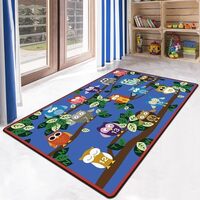 Soyalie Baby Play Mat Cartoon Forest Owl Floor Mat Non-Slip Colorful Numbers and Shapes Kids Room Ru