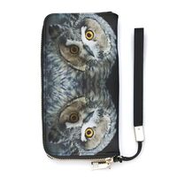 Yellow Eyed Eagle Owl Novelty Wallet with Wrist Strap Long Cellphone Purse Large Capacity Handbag Wr