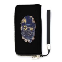 Owl Wheel Gear Novelty Wallet with Wrist Strap Long Cellphone Purse Large Capacity Handbag Wristlet 