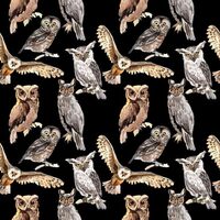 Tossed Owls Allover Cotton Fabric 1 Yard