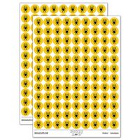 Owl Holding Heart 200+ Round Stickers - Gloss Finish - 0.50" Size - Yellow