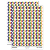Owl Flying Bird Doodle 200+ Round Stickers - Gloss Finish - 0.50" Size - Rainbow