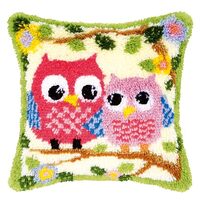 DUPOCHU Latch Hook Kits for Adults, Lovely Owls Crafts Cover Case with Printed，Latch Hook Pillow K