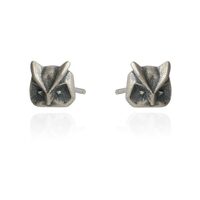 Cool Punk 925 Sterling Silver Tribal Owl Earrings Studs for Women Man