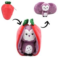 LES D&Eacute;GLINGOS Flipetz Violet The Owl Decorative Pillow &ndash; Reversible Strawberry to Owl 2