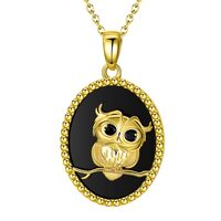 Flpruy Owl Necklace for Women 925 Sterling Silver Owl Pendant Necklace with Black Onyx Owl Jewelry G