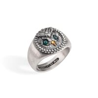 COPPERTIST.WU Custom Owl Ring 925 Sterling Silver&24k Gold Retro Bird Rings Jewelry Gift for Men