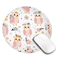 Pink Cute Owl Mouse Pad, Round Mouse Pads for Desk Gaming Mouse Pad Small Cute Mousepad with Non-Sli