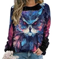 MARSVOVO Women's Cute Owl Sweatshirt Jungle Print Outfits for Women Classic Fashion Long Sleeve