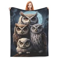 amepay Cute Owl Blanket for Adults Kids Gifts for Owls Moon Lovers Flannel Throw Blankets Soft Comfy