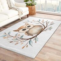 Owl Rug & Home Decor - 5x7 Rug, Kids Rugs for Living Room Bedroom, Cute Bird Carpet, Washable No