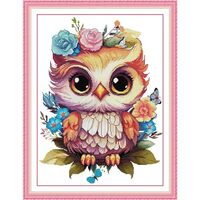 ITSTITCH Cross Stitch Kits for Adults Full Range of DIY Stamped Cross Stitch Kits Flowers and Owls P