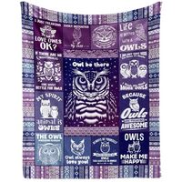 Homieblanket Owl Blanket for Women Men, Cute Owl Themed Design Printed Purple Throw Blankets for Tee