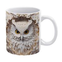 3D Snowy Owl Hole In A Wall Coffee Mug 11 Oz 3D Tea Cup For Men & Women | Unique Gift Idea | Whi