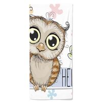 Owls Hand Towel for Bathroom Home Kitchen Dish Towels,Cartoon Owl and Butterfly on Floral Hello Mess