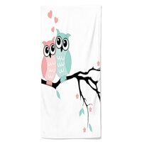 Moruolin Valentines Day Hand Bath Towel,Owl Couple Sitting on Tree,Fingertip Towel Kitchen Bathroom 