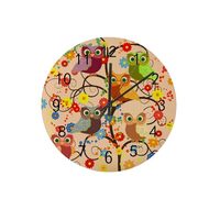 ZHIMI Wood Wall Clocks Battery Operated Silent Non-Ticking Bright Cute Cartoon Owls Branches Round A