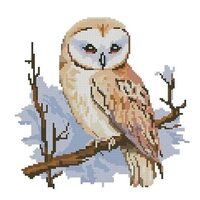 Owl Cotton Counted Cross Stitch Kits,100x100stitch,18x18cm, Egyptian Cotton Thread, 14 Count Counted