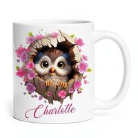 ELPSTORE Lovely Owl Animal Coffee Mugs, Customized Name Owl Themed Cup Gift For Bird Lovers, Persona